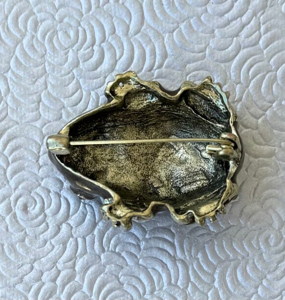 Vintage style large frog brooch pin - image 3