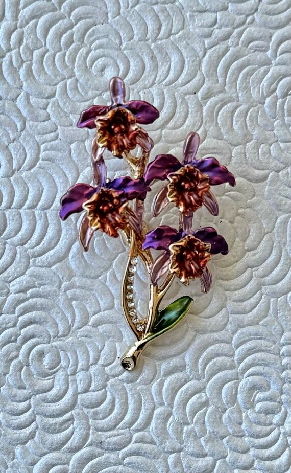 Lovely vintage  style orchid flower brooch & pend… - image 4