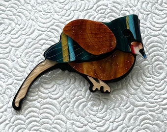 Unique vintage style acrylic large brooch