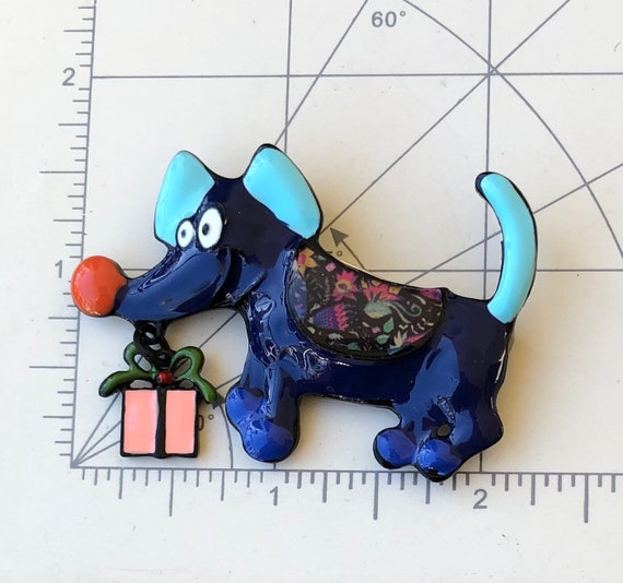 Unique Vintage  Style dog with gift box brooch - image 3