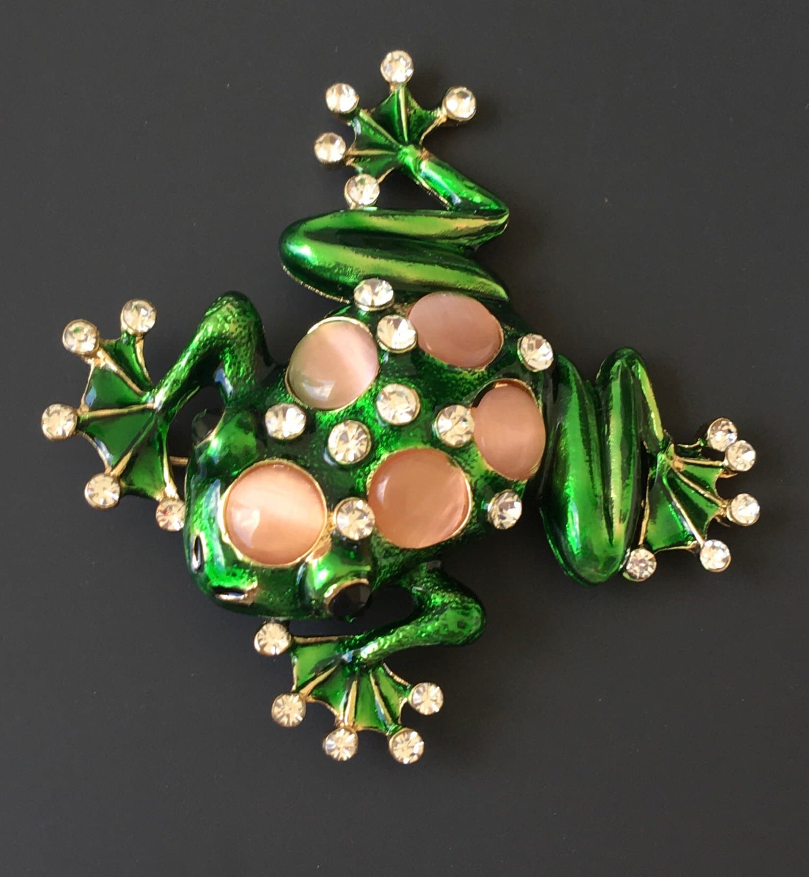 Unique vintage style large frog brooch Etsy