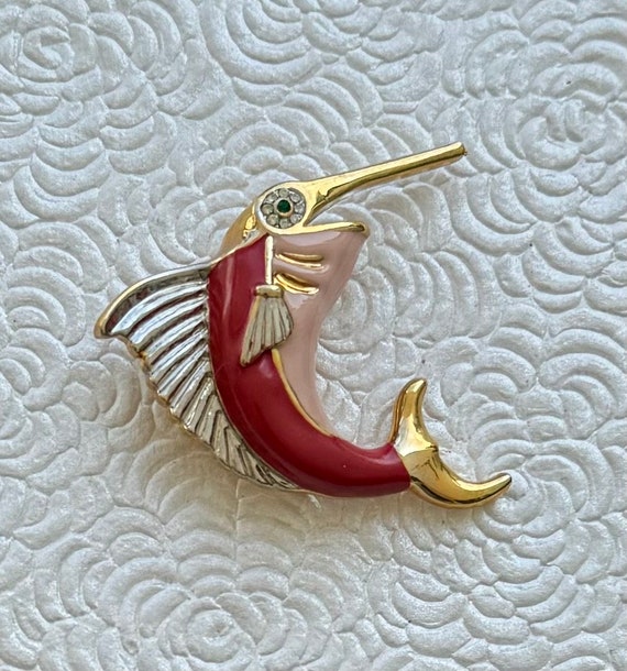 Unique vintage sailfish brooch pin - image 4