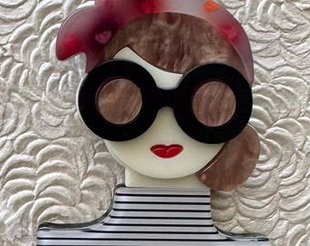 New Fashion Elegant Enamel Carmeo Beauty Face Brooch Pin For
