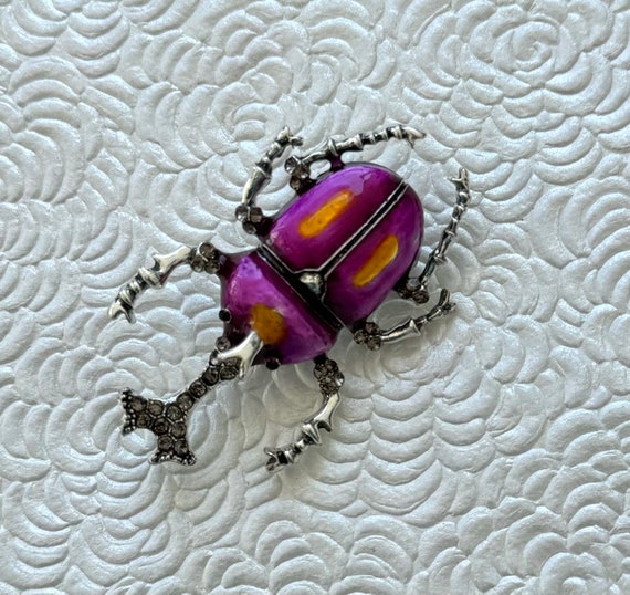 Unique  large insect beetle vintage style brooch - image 5