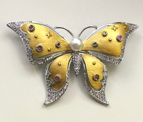 Adorable vintage  style  large butterfly brooch - image 2