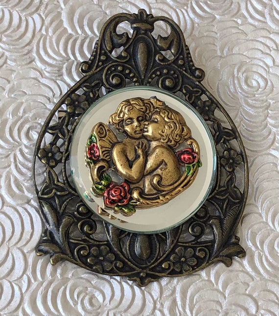 Collier vintage avec perles de verre rouge grenat à facettes
