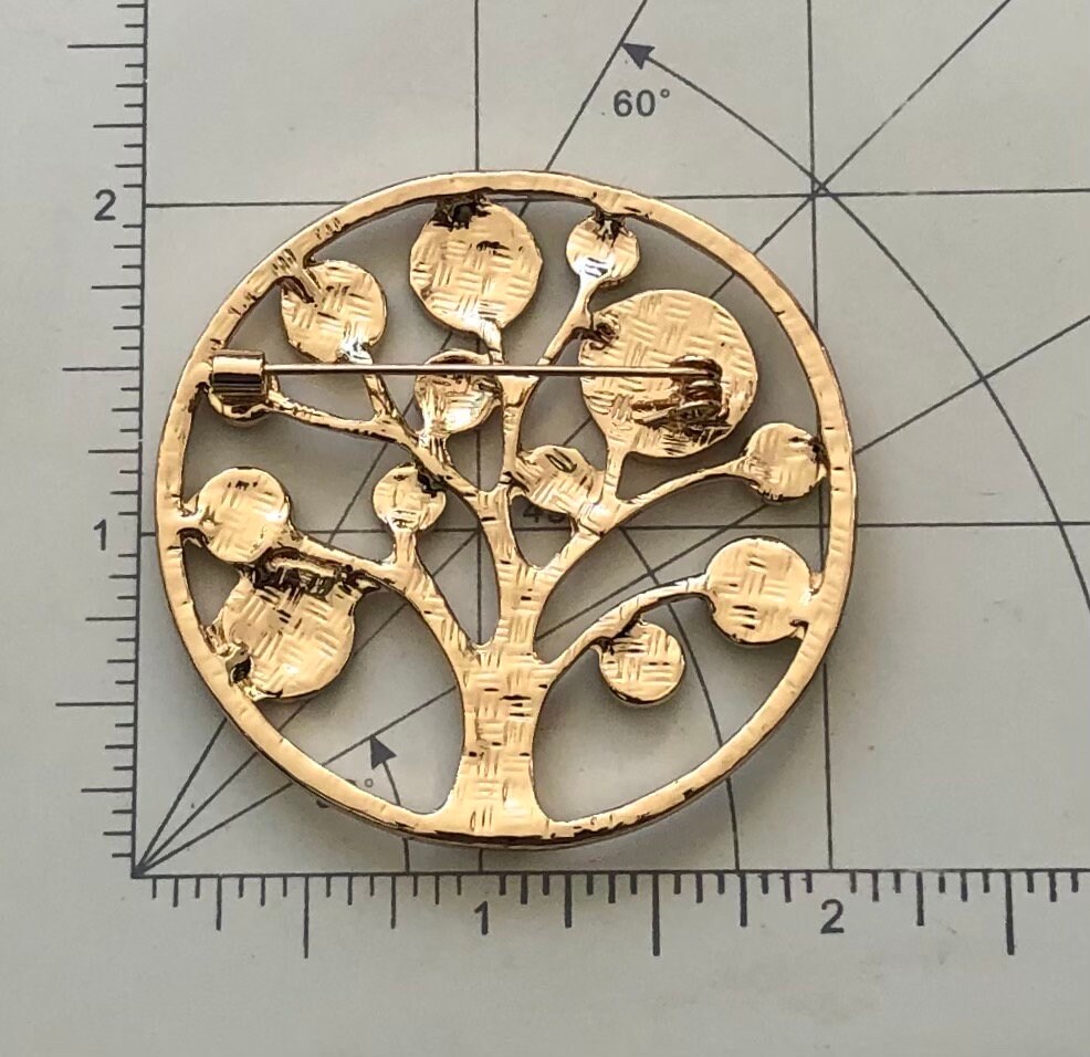 Broche Arbre De Vie En Alliage – Accessoire Mode Pour Vêtements, Décolletés Et Châles – 4,2 X 4,7 Cm