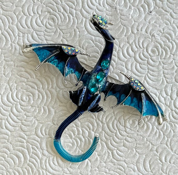 Unique vintage style large dragon  brooch - image 5