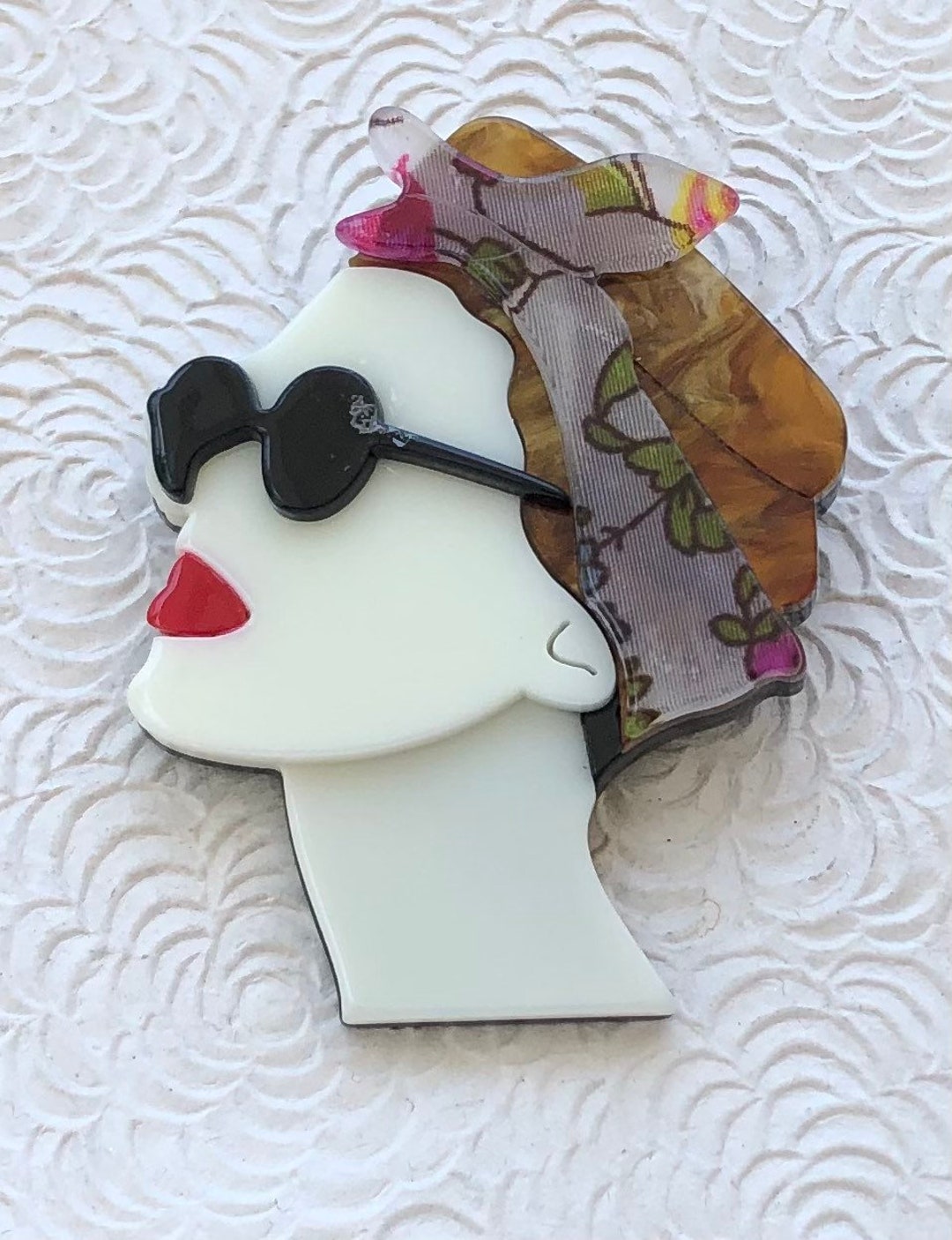 Unique Lady Face Vintage Style Brooch Etsy