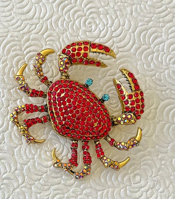 Crab vintage style oversized brooch d - image 1