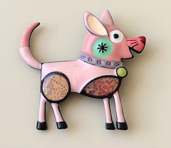 Adorable artistic wild dog vintage style brooch - image 1