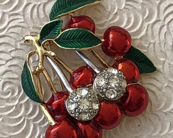 Vintage style  cherry Brooch pin
