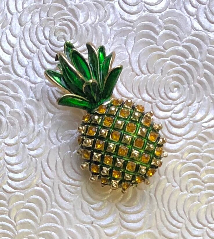 Pineapple Rhinestone Brooch