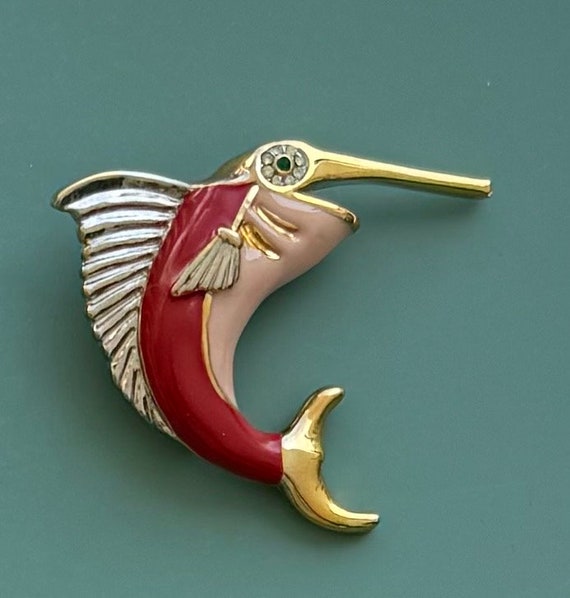 Unique vintage sailfish brooch pin - image 1