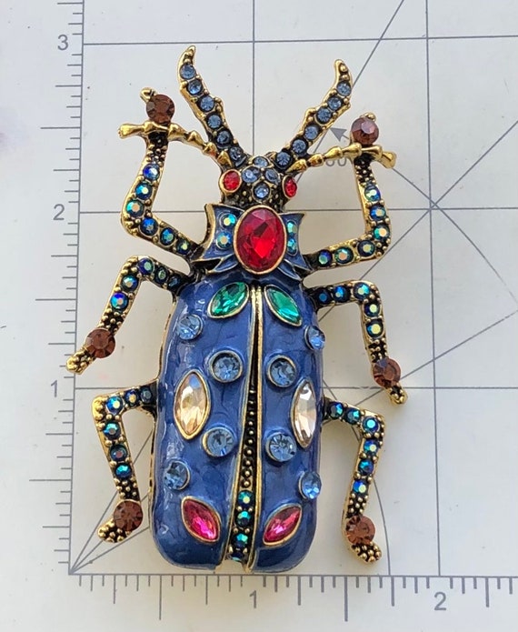 Vintage style oversized insect beetle brooch - image 2