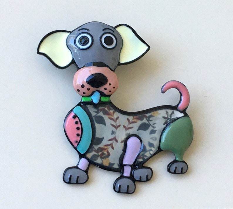 Adorable vintage style dog brooch