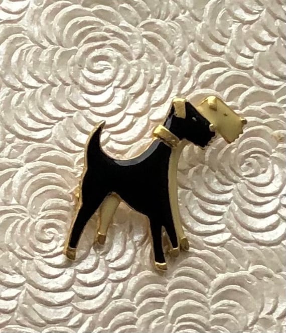 Adorable vintage two terrier dogs brooch - image 1
