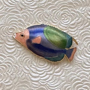 Vintage cloisonne tropical  fish brooch