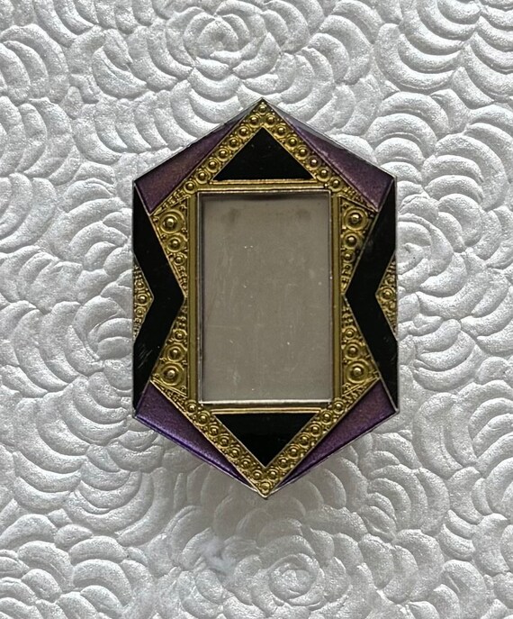 Art Deco Style Enamel Photo Frame Brooch - image 4