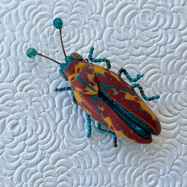 Vintage beetle bug  handmade brooch