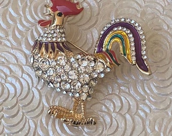 Unique  rooster vintage style brooch