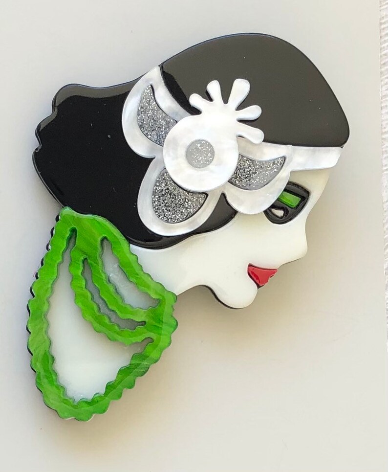 Unique lady face brooch Etsy