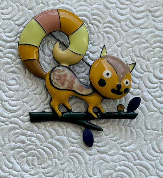 Adorable large squirrel  on a tree branch  vintag… - image 4