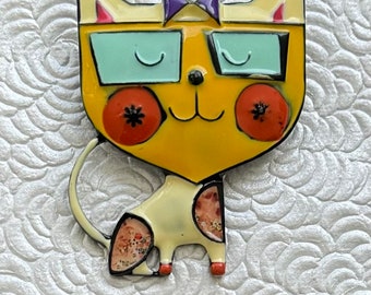 Vintage style artistic cat vintage style brooch & pendant