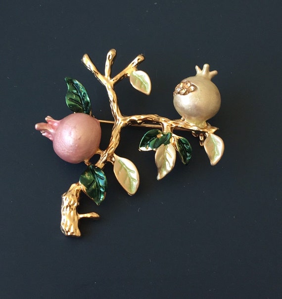 Unique Pomegranate tree branch  brooch - image 5