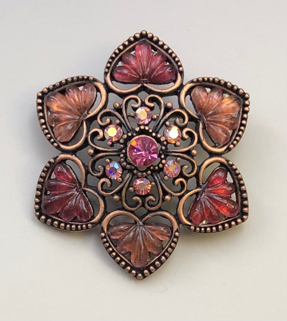 vintage brooch with glass Gem