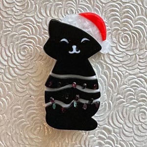 Christmas cat vintage style brooch