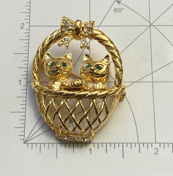 Adorable vintage two cats brooch - image 5