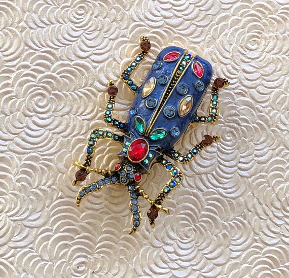 Vintage style oversized insect beetle brooch - image 6