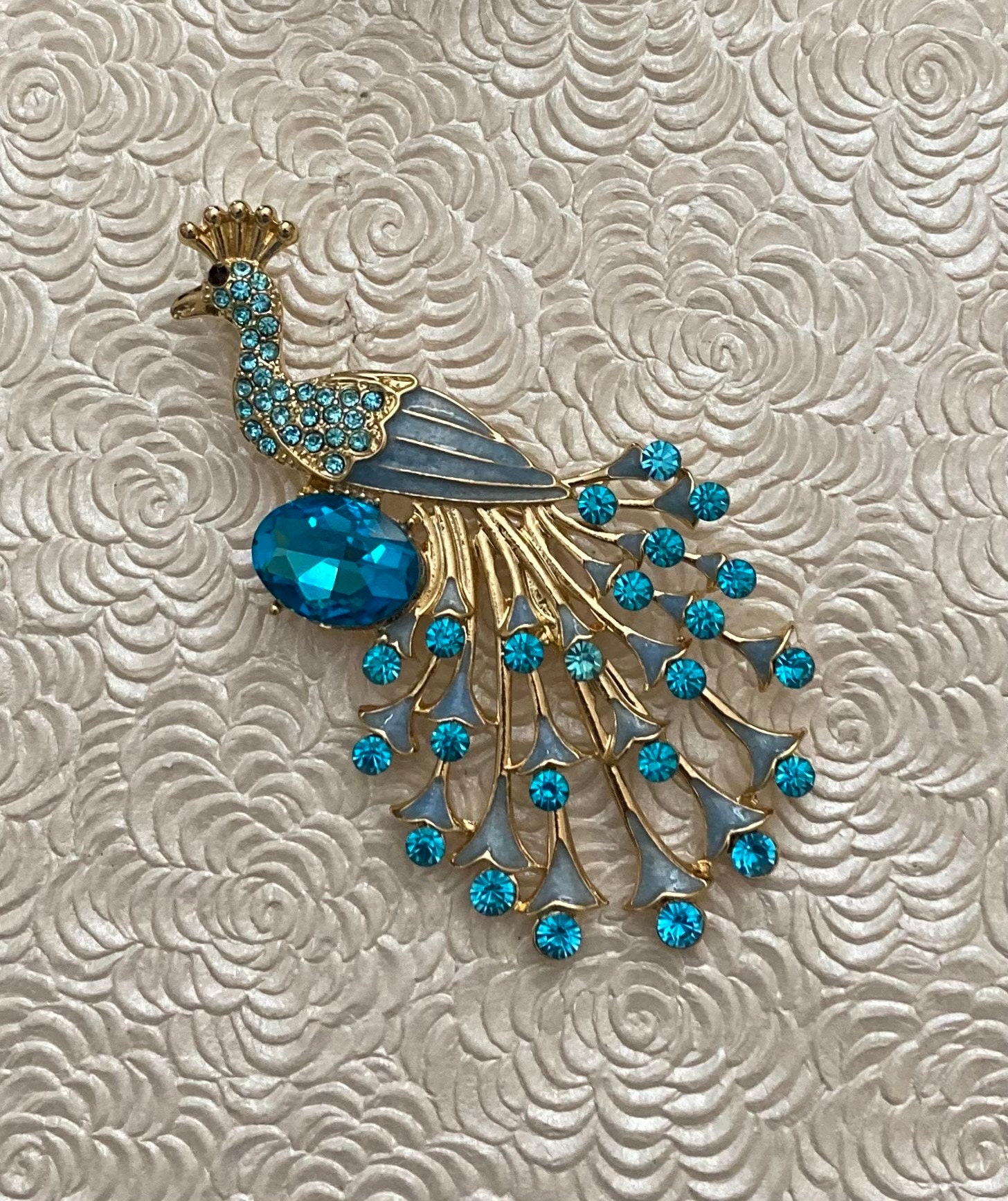 unique-vintage-style-large-peacock-brooch-pendant-etsy