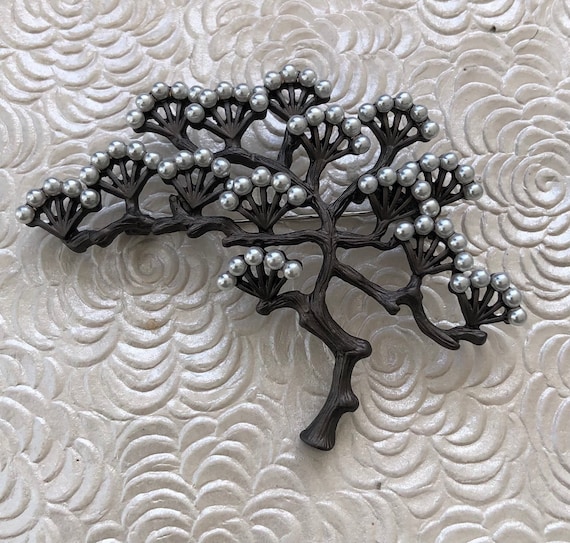 Unique Japanese tree vintage style brooch - image 1