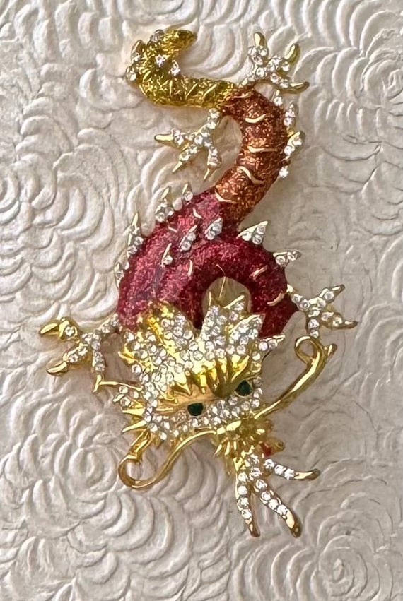 古い ブローチ：ビンテージ 龍 ドラゴン フランス ミリタリー 紋章