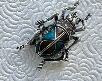 Unique insect beetle vintage style brooch