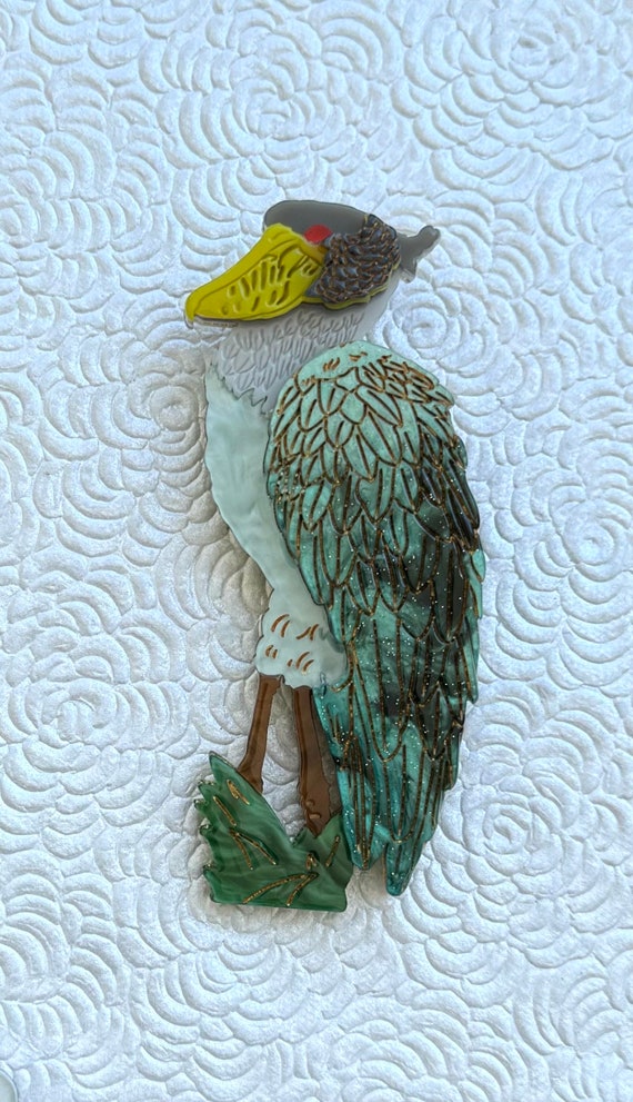 Vintage style shoebill bird brooch pin - image 4