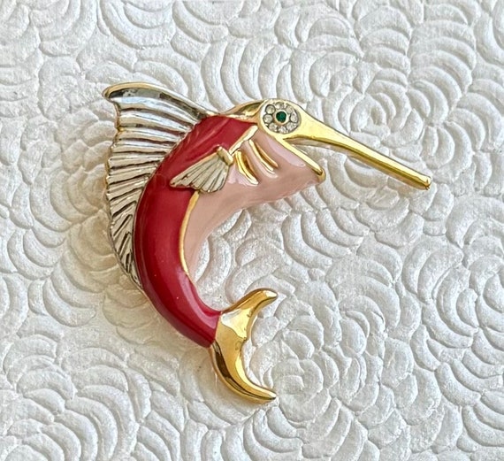 Unique vintage sailfish brooch pin - image 5