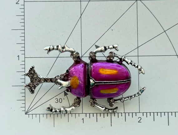 Unique  large insect beetle vintage style brooch - image 3