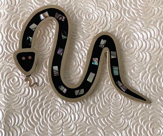 Unique vintage oversized snake snake brooch - image 5