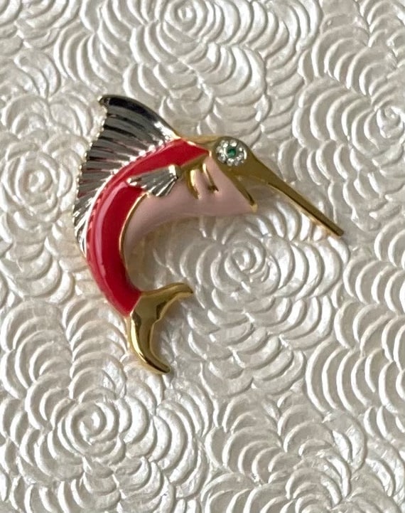 Unique vintage sailfish brooch pin