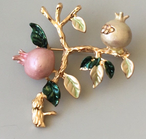 Unique Pomegranate tree branch  brooch - image 1