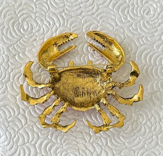 Crab vintage style oversized brooch d - image 3