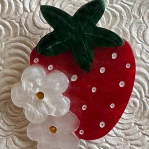 Unique vintage style strawberry Brooch in acrylic