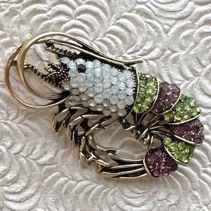 Unique Shrimp vintage style brooch / pendant