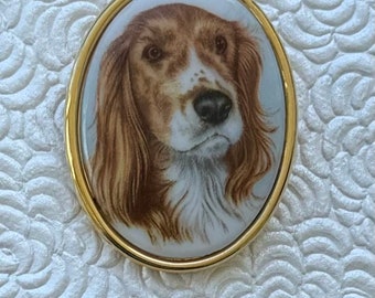 Vintage cocker spaniel dog Cameo  Brooch