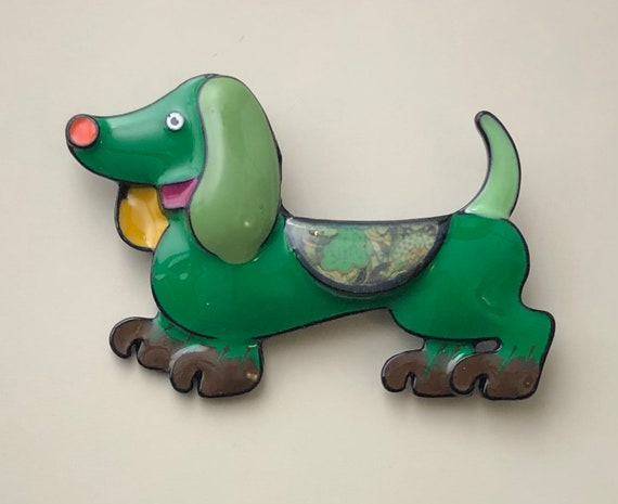 Adorable vintage  style artistic Dachshund dog br… - image 1