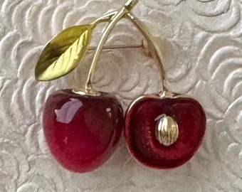 Joan Rivers Cherry Brooch Cherry Rhinestone Pin - Etsy