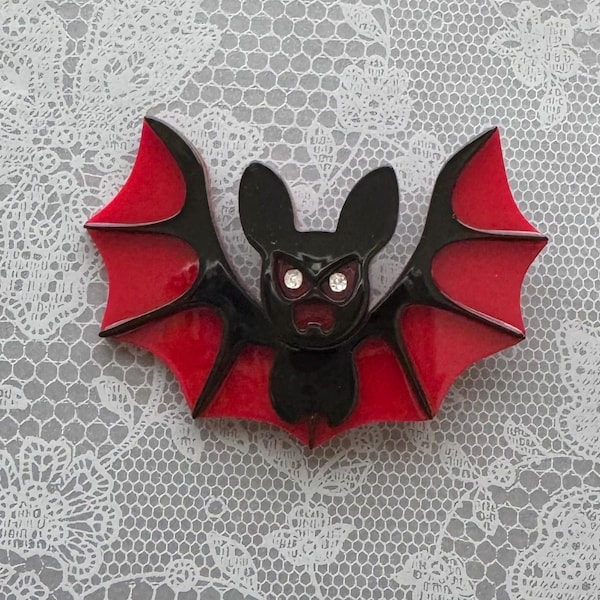 Unique bat vintage style  acrylic brooch